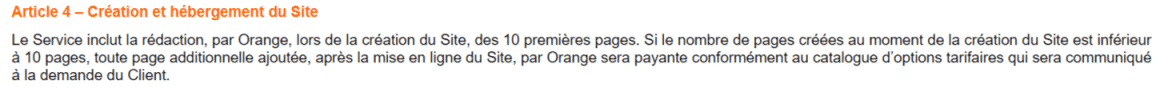 Avis Visibilité par Orange - Extraits des CGV Orange